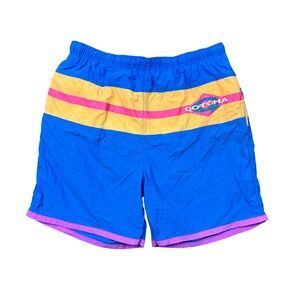 Vintage Gotcha Swim Trunks Mens 32 Blue Nylon Surf 6" Shorts 80s 90s Pockets
